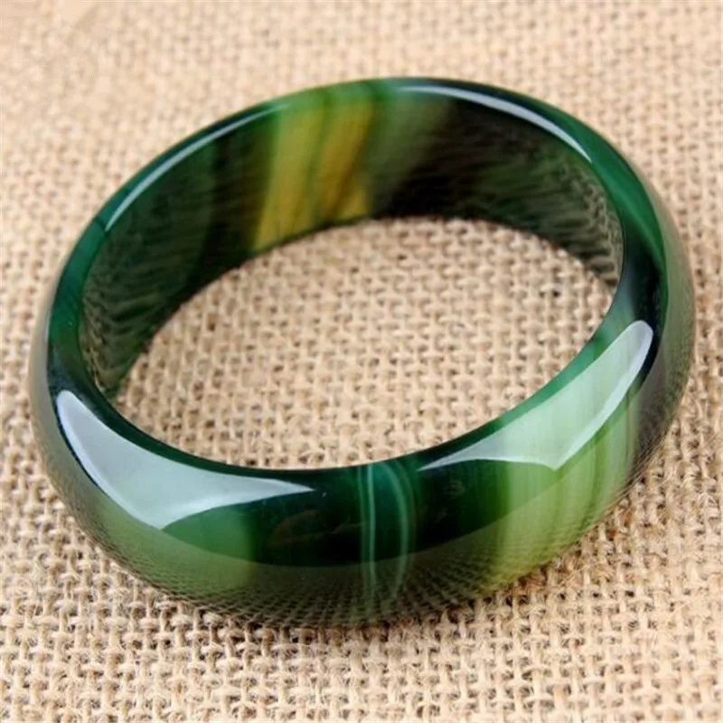 FENGASHOUW Pure natural green chalcedony bracelet width widening and thickening atmosphere female fashion | Украшения и