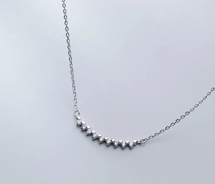 WHITE 1 шт., Настоящее серебро, 925 пробы, хорошее ювелирное изделие, белые cz AAA+ зубцы, солитер и сердце, любовь, арка, подвеска, ожерелье, GTLX1933 - Цвет камня: WHITE