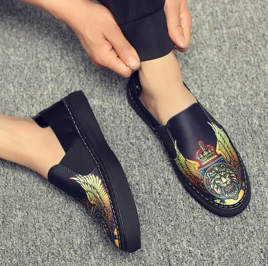 Новинка 2018 года летние мужские эспадрильи с граффити повседневная обувь лоферы