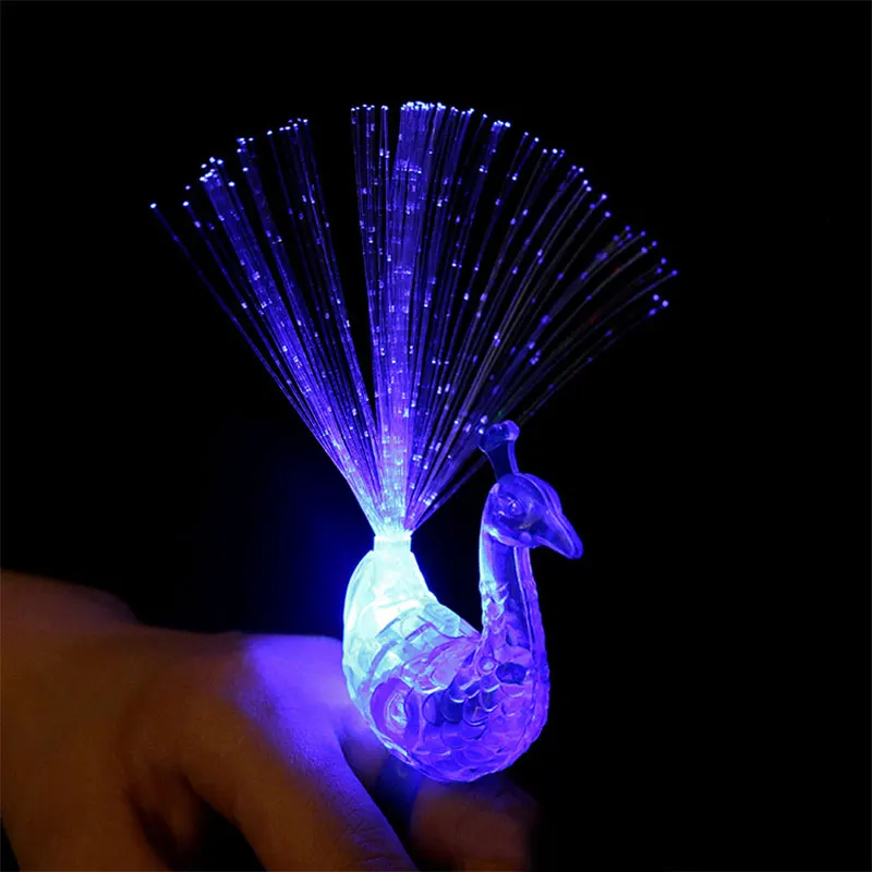 Креативный LED Павлин лампочка на палец Милый Мультфильм красочный свет игрушка