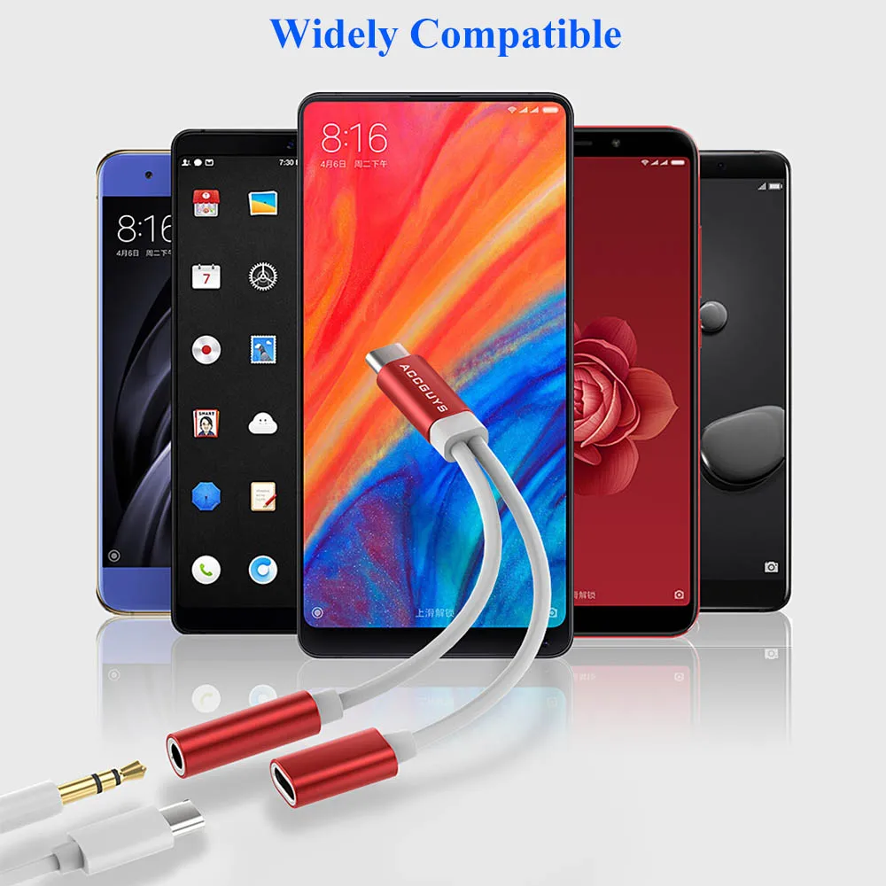 ACCGUYS 2 In 1 USB Type C to 3.5mm Female Audio Earphone Jack Charger Aux Adapter For Samsung S8 S9 Xiaomi 6 Mi 8 Huawei P20 | Мобильные