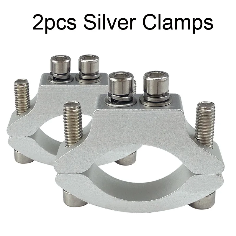 2Pcs Silver Clamps CNSUNNYLIGHT 2 шт. светодиодный фонарь для мотоцикла 3000K 4300K 6000K светодиодный прожектор для мотоцикла аксессуары точечные Фары Водонепроницаемый - Цвет: 2Pcs Silver Clamps