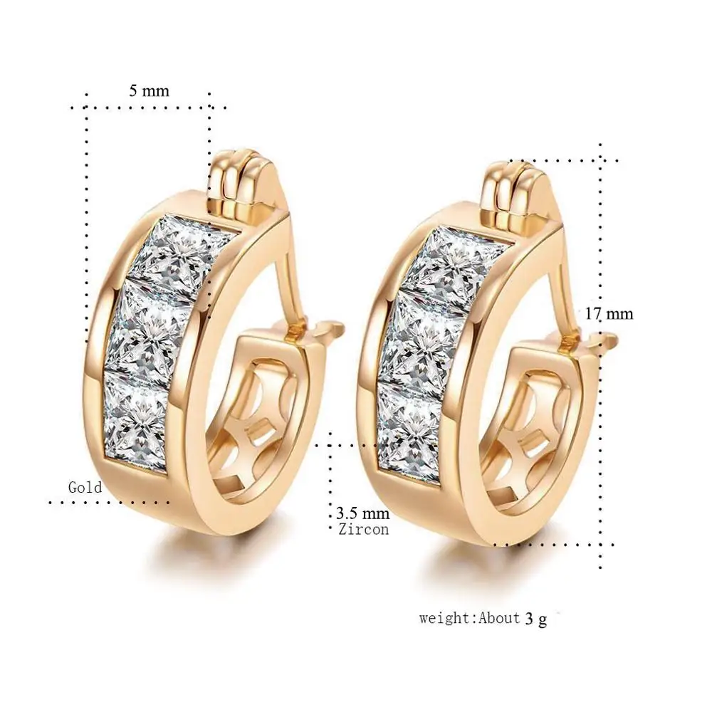 MxGxFam золотой цвет 18 k квадратные серьги-кольца для женщин модные ювелирные изделия AAA+ кубический циркон хорошее качество
