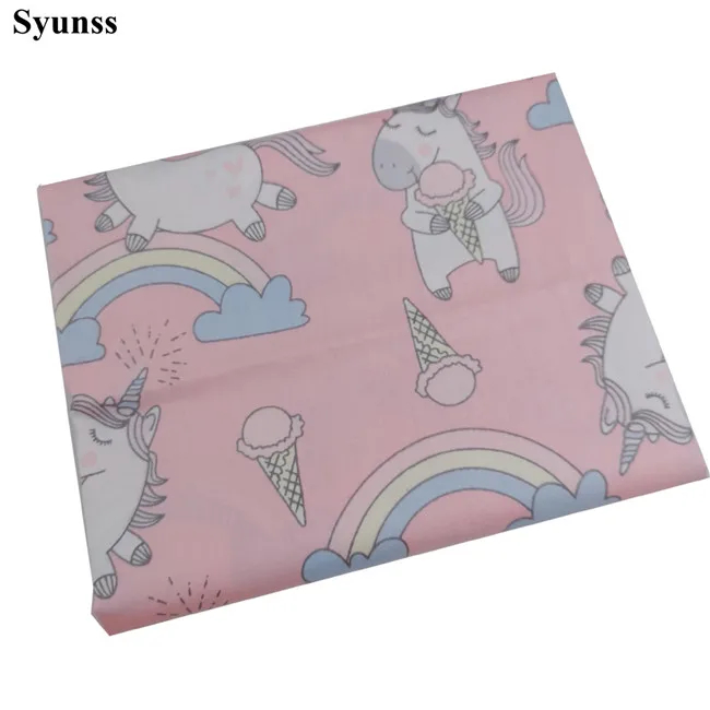pink Syunss цвета Единорог звезда печатных хлопок ткань DIY ручной работы шитье Лоскутное детское постельное белье текстильное одеяло Тильда тиссус - Цвет: pink