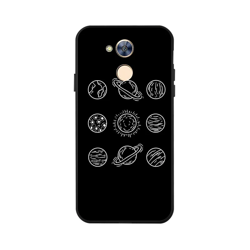 Cute Planet Print Soft Silicon Case For Huawei Honor 6A Cases Painted Black TPU Phone Cover 6 A Capa |
