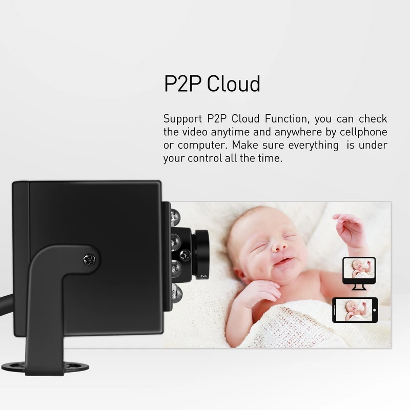 H.265 HD 3MP Тип мини IP Камера светодиодный ИК Крытая 1296P / 1080P CCTV Ночное Видение