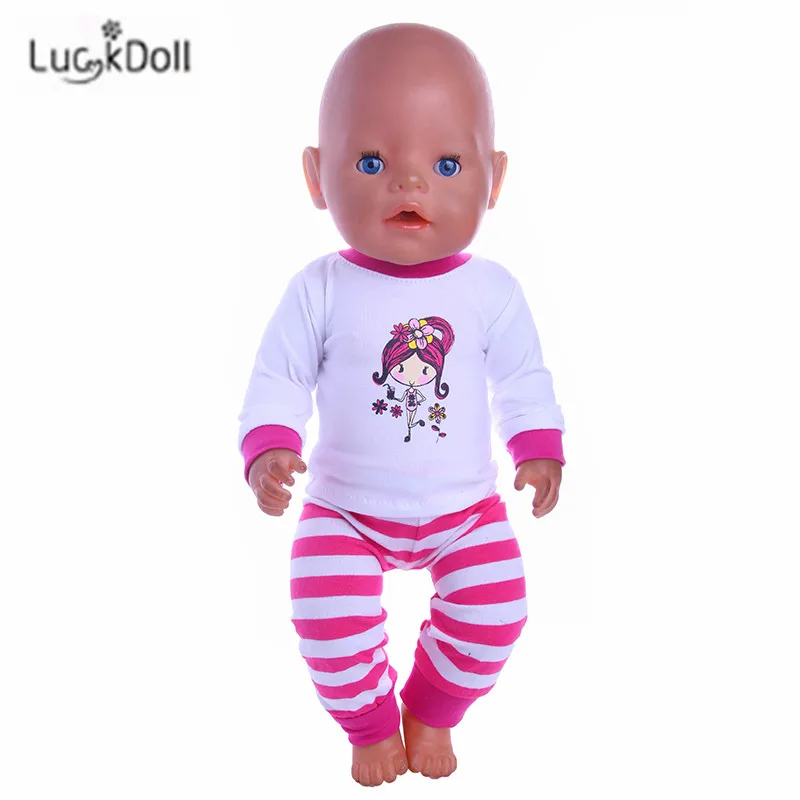 LUCKDOLL модные новые летние Повседневное милых пижам для 43 см для ухода за ребенком для мам куклы или 18-дюймовые куклы аксессуары лучший подарок