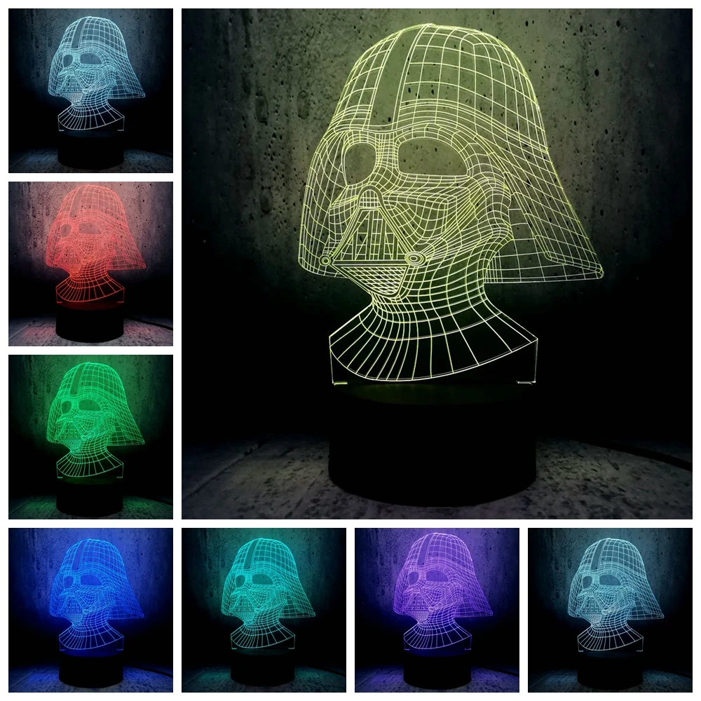 Звездные войны BB корабль 3D Светодиодная лампа C 3PO космический ночник R2D2 Декор
