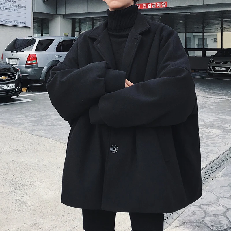 Autumn New Fashion Youth Style Small Fresh Loose Wild Color Casual Korean Version Of The Trend Coat Men's Warm Long Wool | Мужская