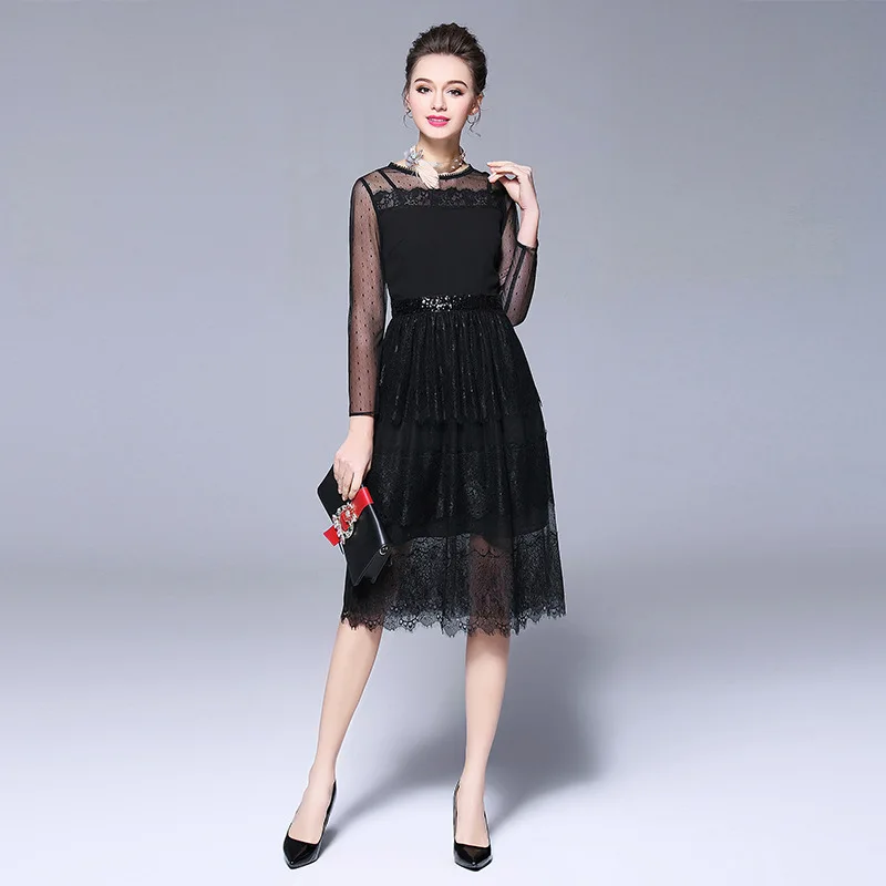Кружевное платье Blace большие размеры M XXXXL 5XL 2018 новые элегантные женские сетчатые