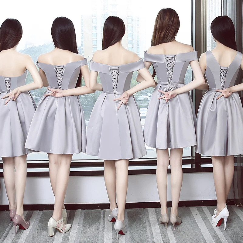 A1949 Сладкая память Невеста сестра гость Короткие Розовые Серые Синие атласные