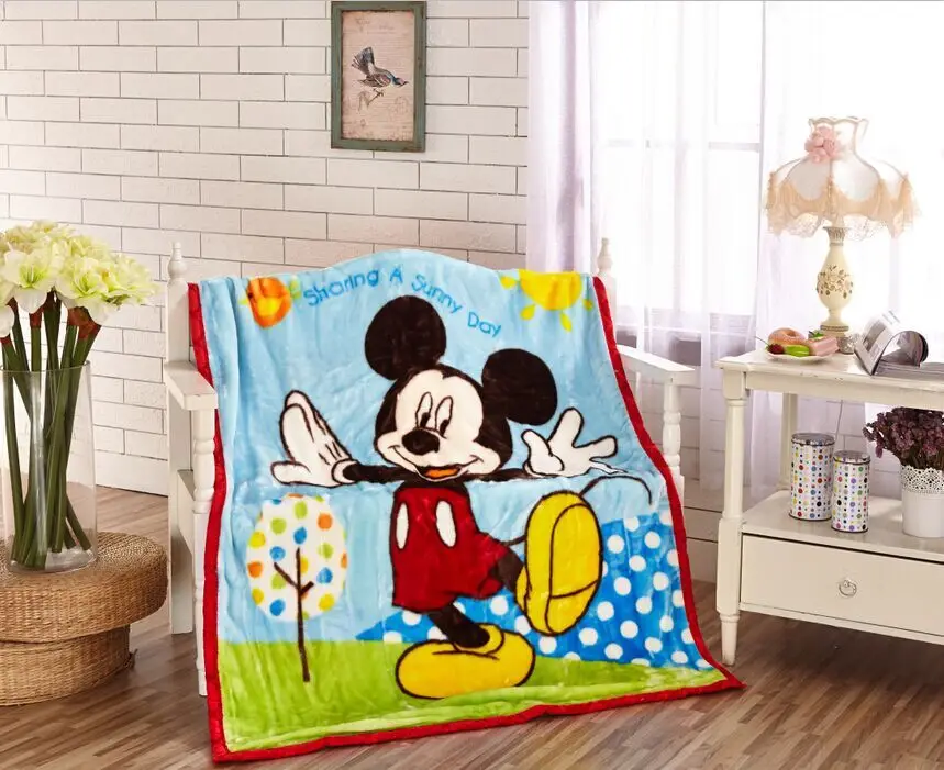 Детское одеяло с принтом Микки Маус для мальчиков Размер 110*140 см полиэстер синий