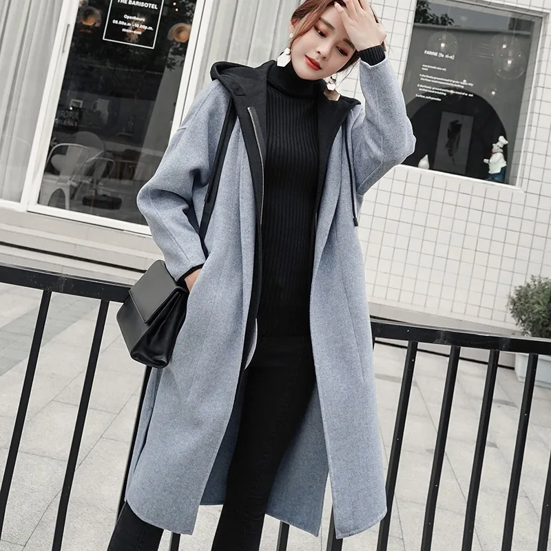 Осенне зимнее Новое модное свободное женское кашемировое шерстяное пальто из 100%