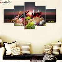 clstrose 5 pieces red wine pictures print fruit grape posters wall art home decor for living room painting on the wall pictures