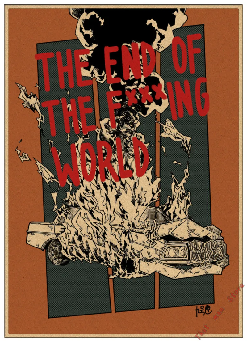 ВИНТАЖНЫЙ ПЛАКАТ конец F* ing World сериал настенная живопись Печать на плакате украшение дома 30*21 см - Цвет: Тёмно-синий