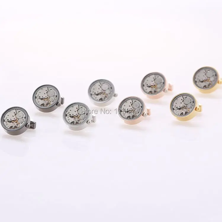 Моды в Нью 2015 Функциональные часы Запонки и покровным стеклом с серебристой