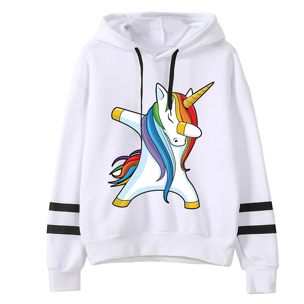 Зимние женские теплые забавные толстовки с принтом единорога kawaii harajuku капюшоном