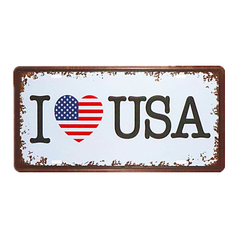 Автомобильный номерной знак I love USA Las Vegas пивной Амстердам металлический жестяной