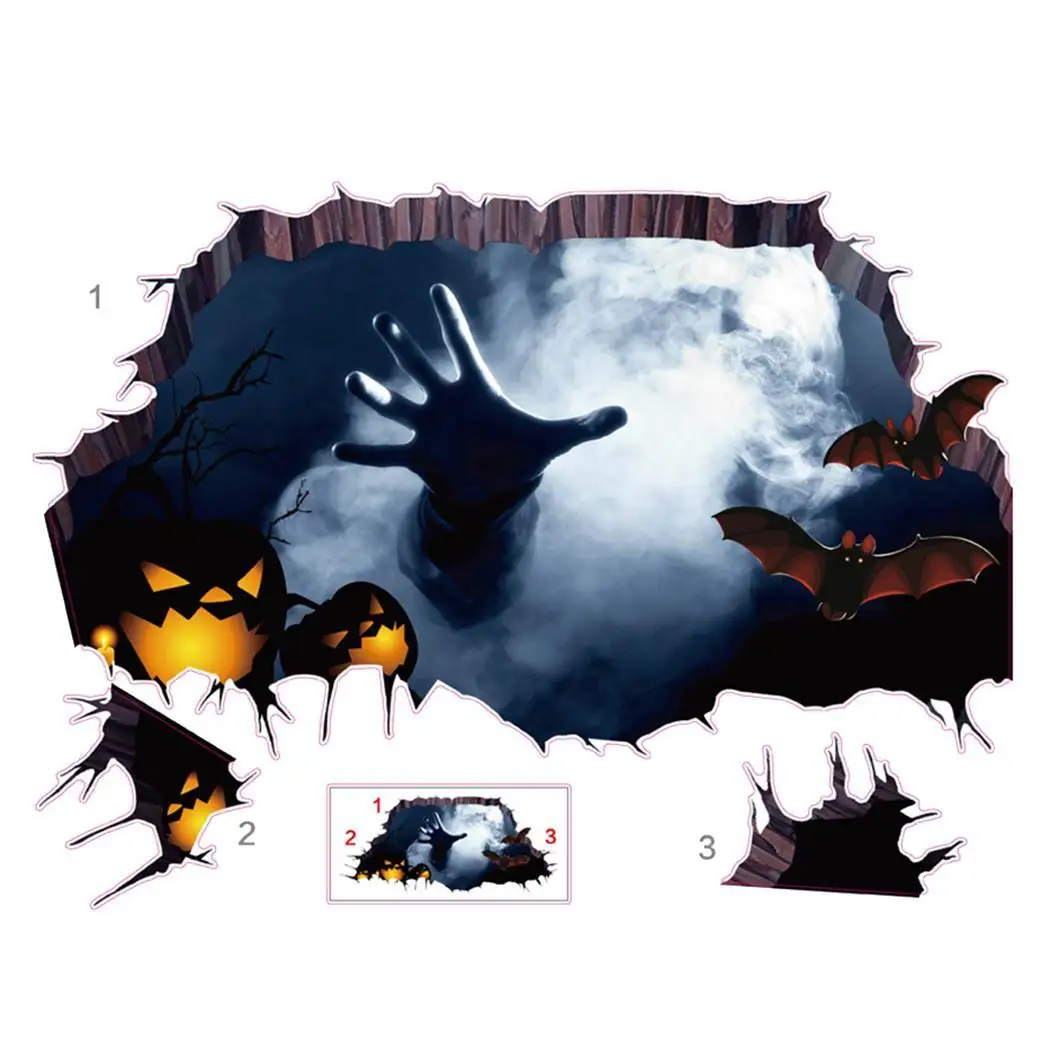 Защита 3D украшения съемные наклейки пол токсичные стены террор