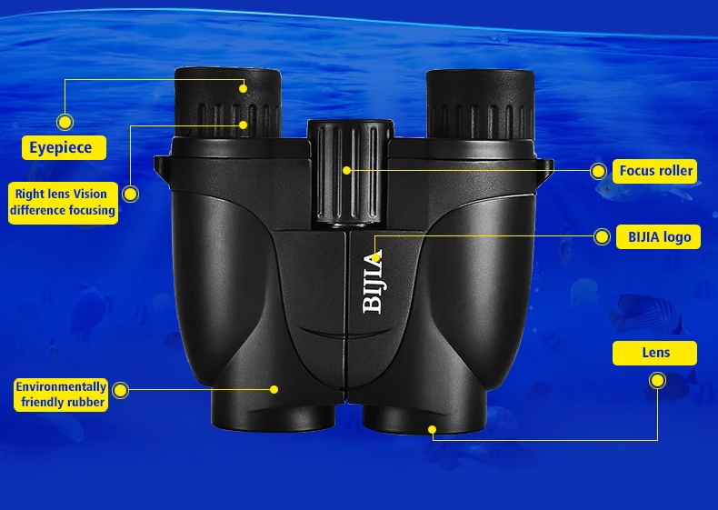 BIJIA 10X25 мини Порро телескоп бинокулярный Карманный светильник бинокулярный портативный телескоп Бинокль Кемпинг Охота jumelle инструменты