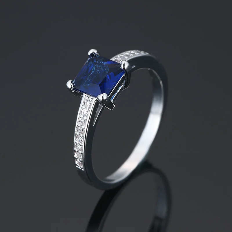 С AAA циркон кольцо сияющий кристалл серебро цвет кольца для женщин Свадебные