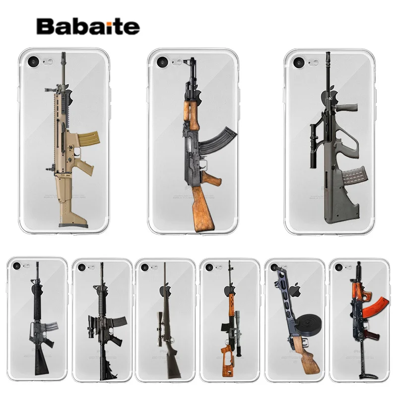 Babaite снайперская винтовка AK 47 Винтовки Пистолеты Coque Shell чехол для телефона для iPhone 7 7plus X XS MAX 6 6S 8 8Plus 5 5S XR чехол