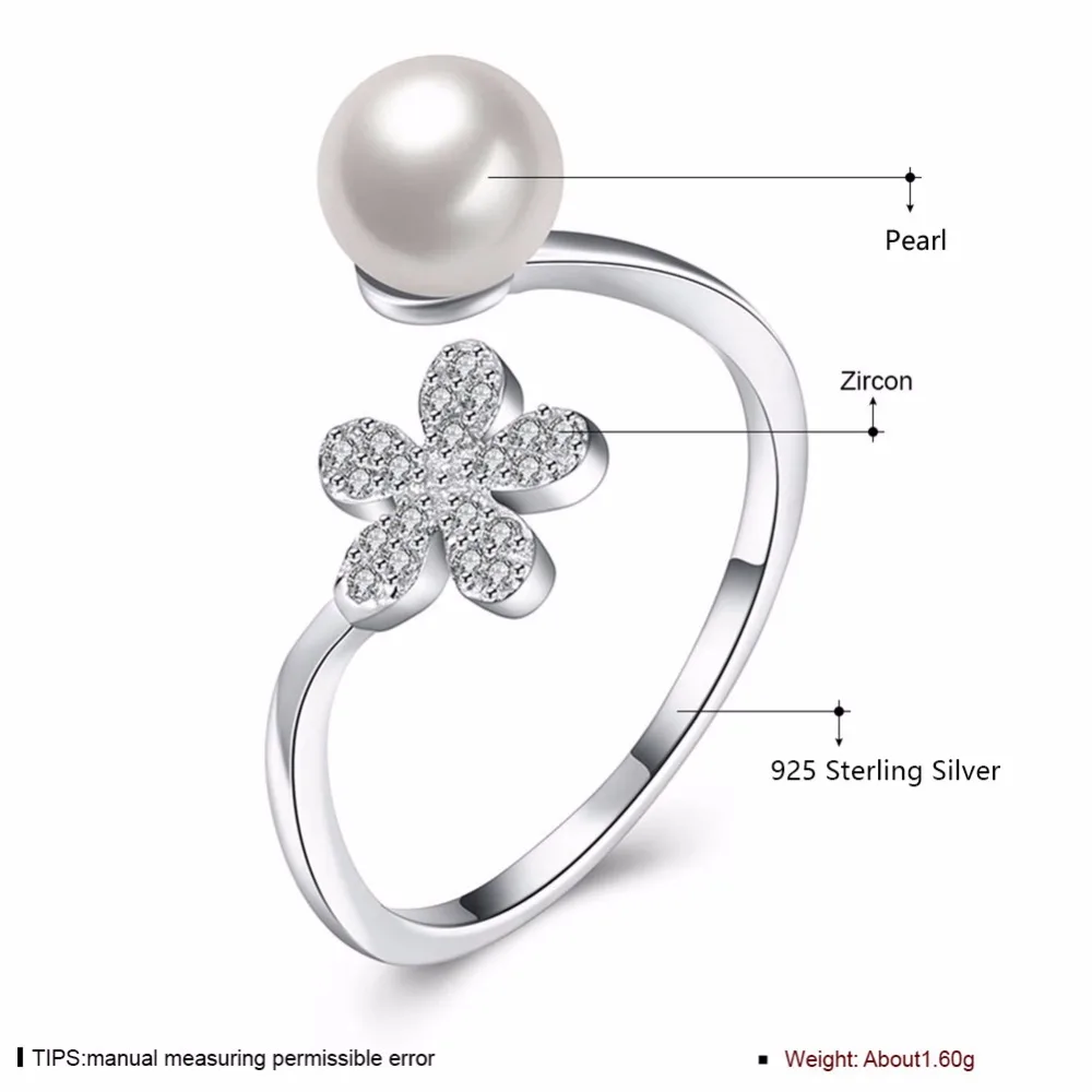 Имитация Ювелирные изделия из жемчуга Гарантия 925 Серебряное кольцо Цирконий