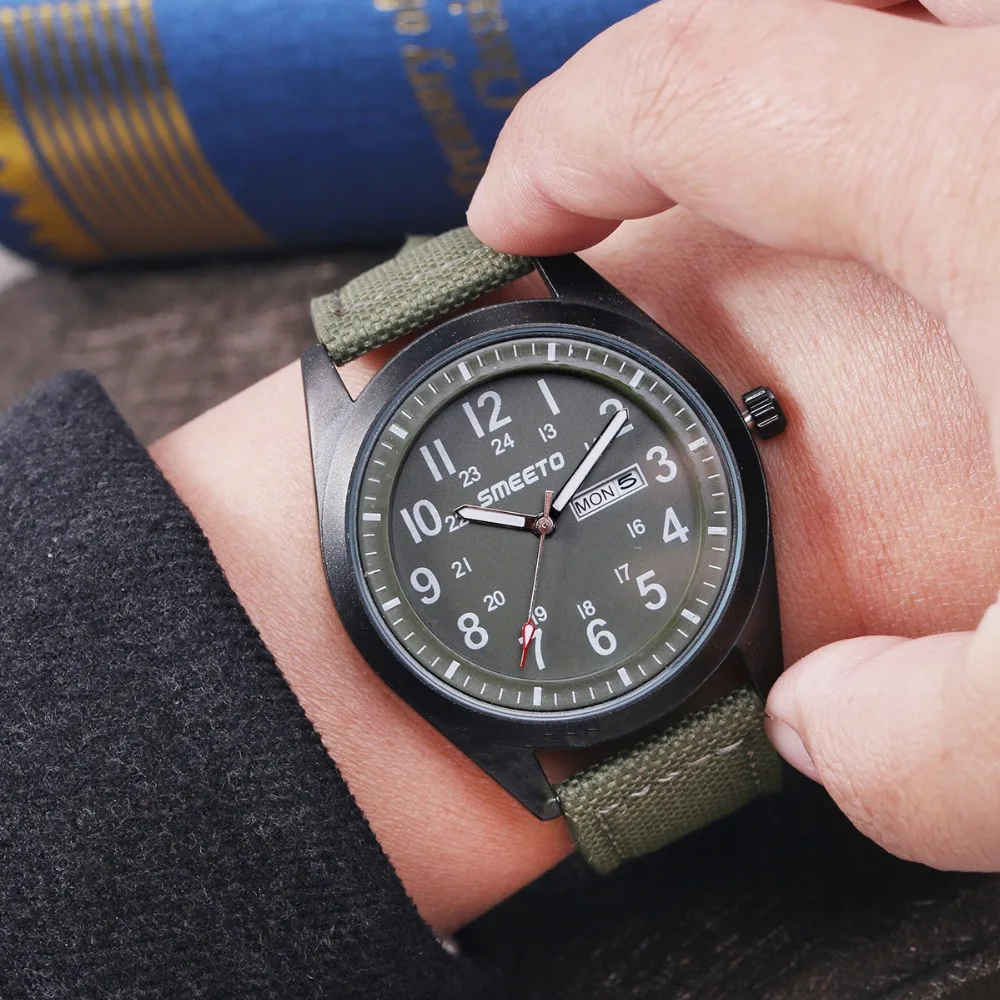 

Sports Men's Watch Nylon Braided Quartz Wristwatch for Men Male Boy Clock Timepiece