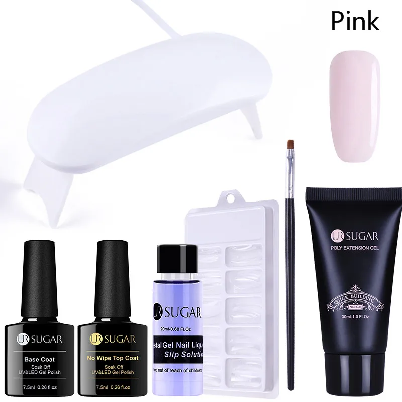 Pink Set 1 Ur Sugar 30 мл быстростроительный полигелевый лак для наращивания ногтей с кристаллами УФ-гель для наращивания ногтей УФ-гель для дизайна ногтей набор - Цвет: Pink Set 1