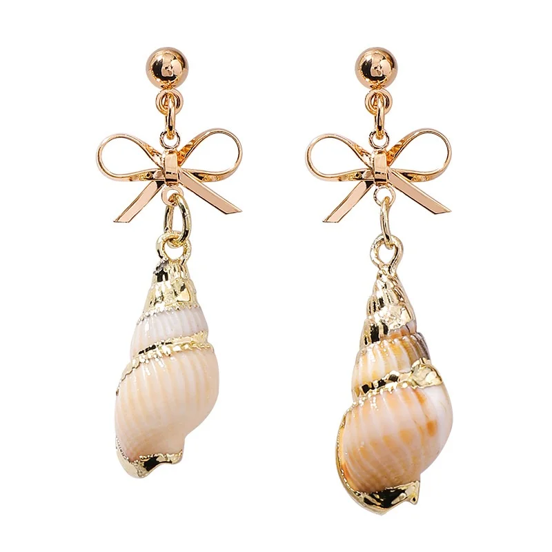Boho Sea Shell серьги-кольца для женщин Pendientes Concha жемчужные втулки для ушей серьги большие круглые серьги золотые кольца ювелирные изделия - Окраска металла: F1494-3