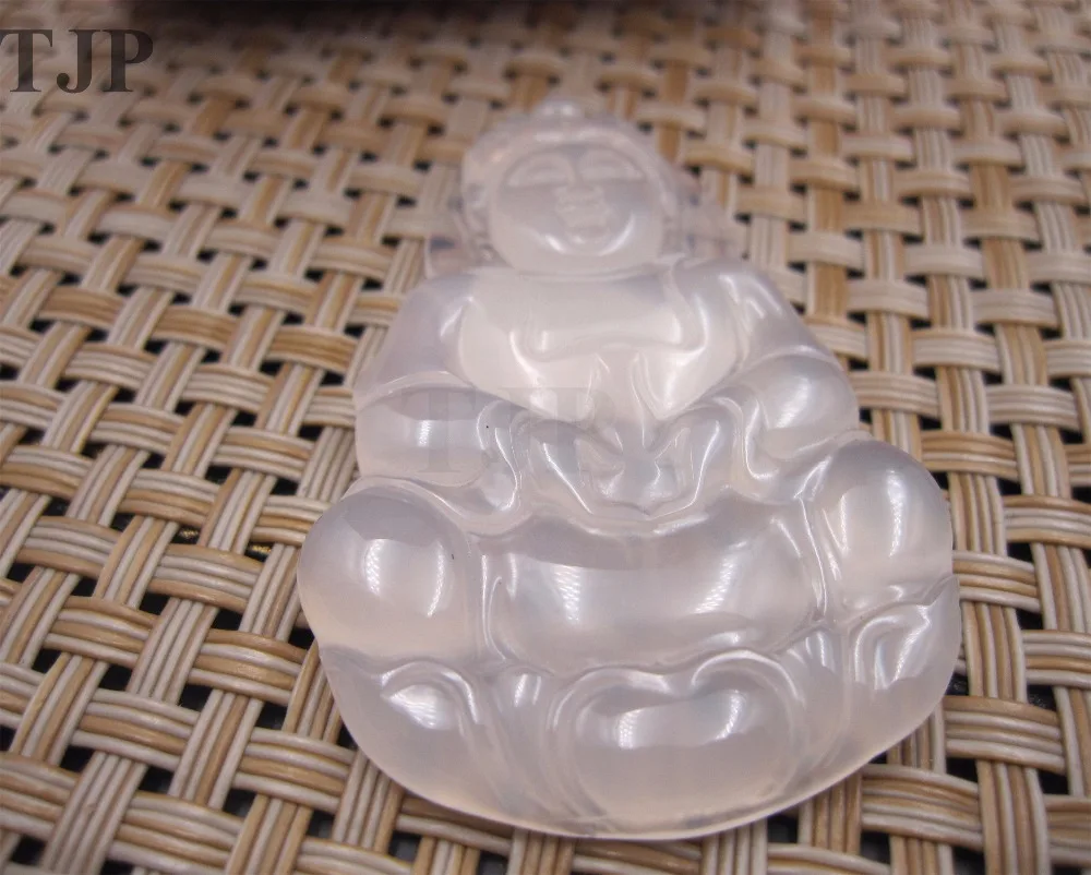 TJP women natural ICY Kwan-yin transparent white agate chalcedony pendant with certificate together | Украшения и аксессуары