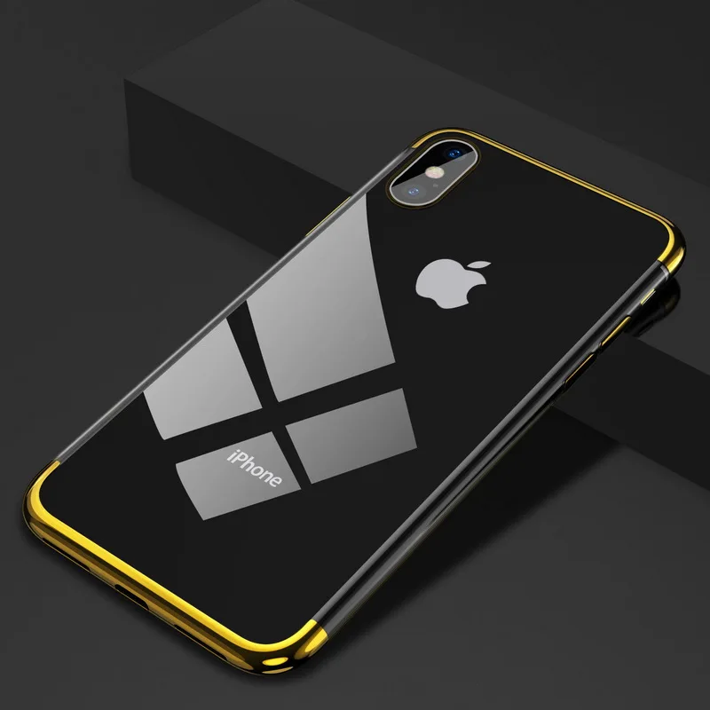 Чехол с гальваническим покрытием для iPhone 7 8 6 6s s Plus Роскошный прозрачный мягкий кремний чехол с покрытием для iPhone X XR XS Max Shell 11 Pro