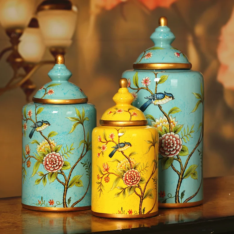 

country hand-painted ceramic pot flower ornament crafts Home Furnishing showroom decoration living room decoration
