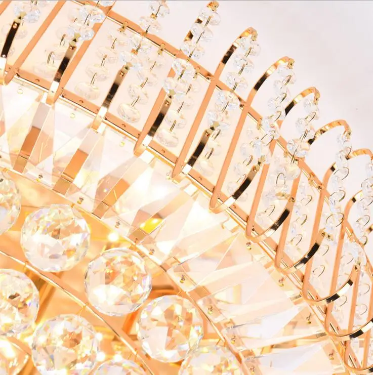 Golden crystal ceiling lamp living room LED creative restaurant bedroom European round lighting fixture led | Освещение