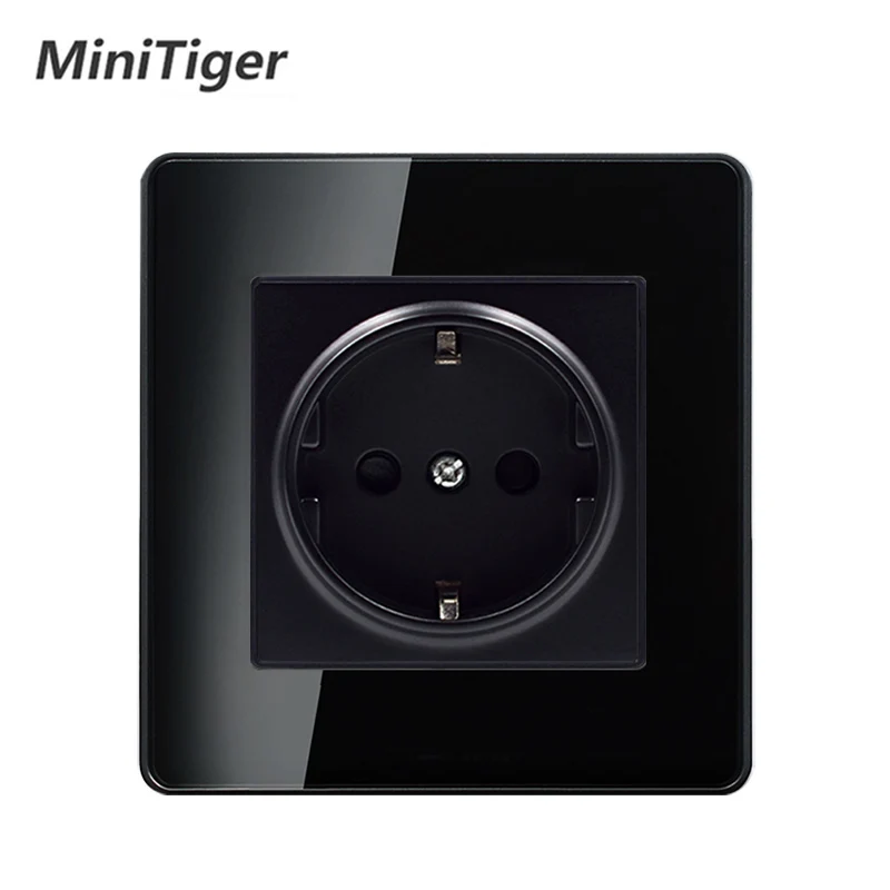 MiniTiger стандарт ЕС Роскошная стеклянная панель настенная розетка заземленная 16А