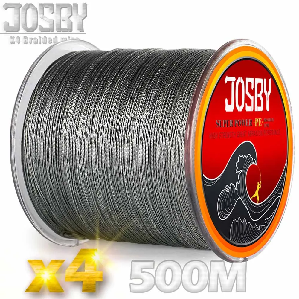JOSBY 4 нити плетеная классическая черная супер сильная морская карповая леска многоцветная нить для морской воды 10-85LB 1,0-8,0# Хорошая - Цвет: Gray500m