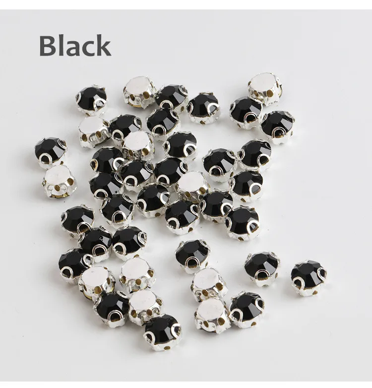 Black 3D Красочные 4 мм ss16 AAA стекло серебряная основа Стразы прозрачный кристалл AB коготь Стразы DIY шитье на свадебное платье аксессуары - Цвет: Black