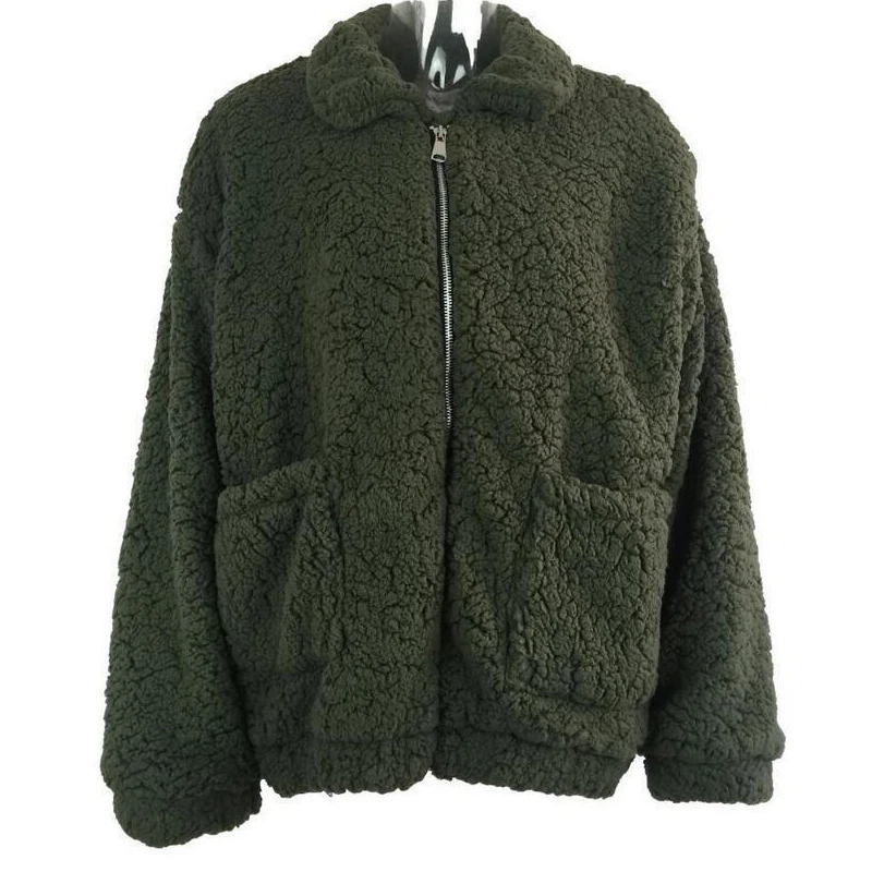 

Nice New Winter Women Faux Lambswool Oversized Jacket Coats Warm Hairly Plus Size 4XL Black Outerwear Casual Female Overcoat