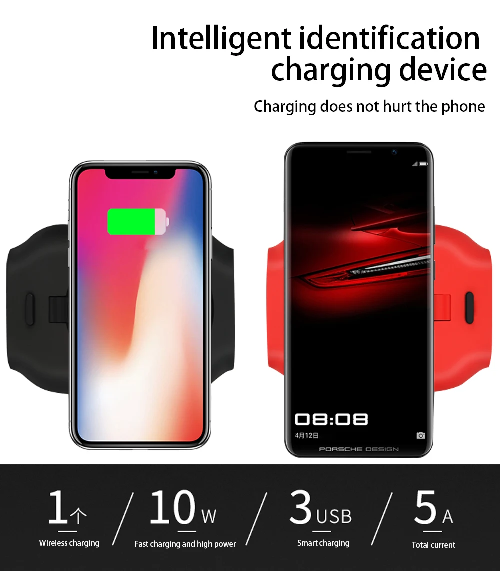 Ascromy 3 USB быстрое QI Беспроводное зарядное устройство Подставка для Apple iPhone X 8 Plus samsung Galaxy S9 S8 Note 8 9 Индукционная зарядная подставка 10 Вт