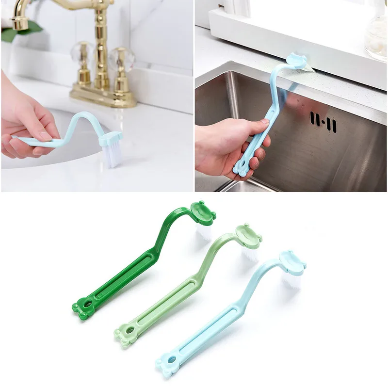 1pcs Useful Portable Creative Frog V Type Plastic Toilet Cleaning Brush Cleaner Brush Scrubber V-type Bent Bathroom Gadgets