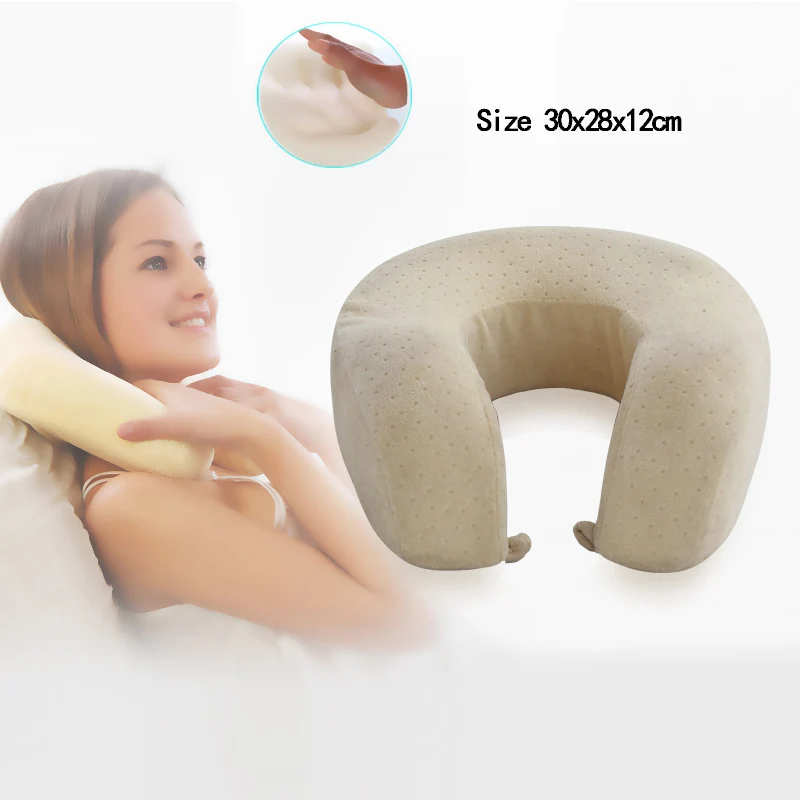 1 light yellow Комфортная u-образная Подушка с эффектом памяти, подушка для путешествий, полета, подголовника, поддержки шеи, Новое поступление, подушка для улицы, одна штука - Цвет: 1 light yellow