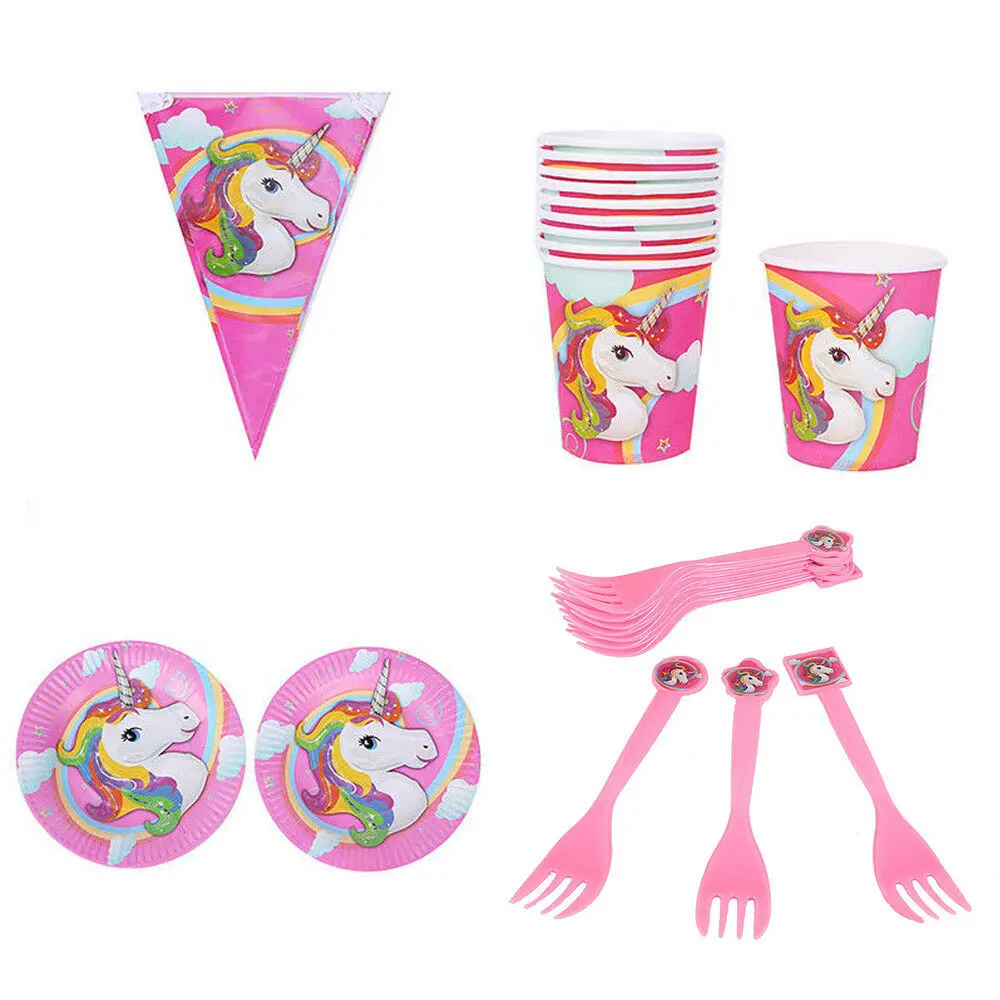 Единорог тема девочка Мальчик День рождения пользу ребенка душ кружки тарелки