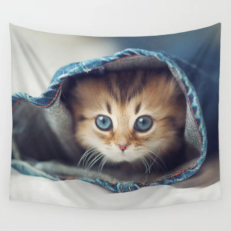Europe Animal Print Wall Hanging Tapestry Wolf Cat Bear Cloth Bed Room Decoration Yoga Shawl Beach Towel Summer Travel G75 | Дом и сад
