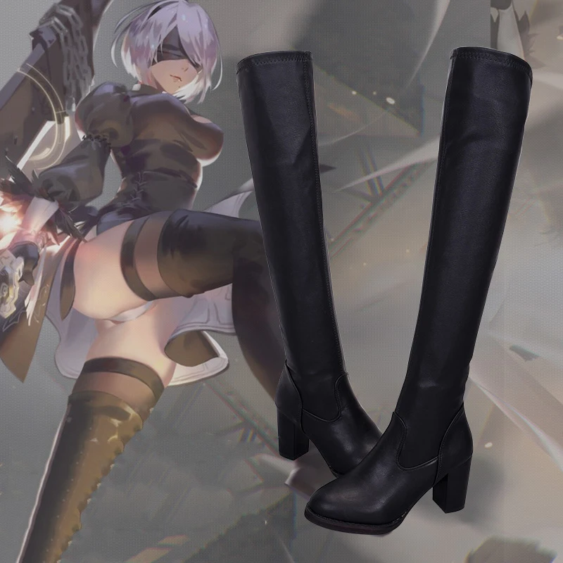 Обувь для костюмированной вечеринки в стиле игры «NieR: Automata»; женские ботинки; 2B jorha 2 gou B gata; обувь для костюмированной вечеринки; ботинки из искусственной кожи; карнавальные вечерние ботинки на Хэллоуин