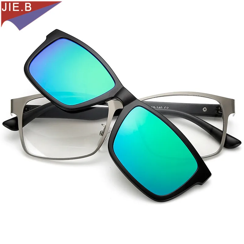 Модные солнцезащитные очки RT90 из сплава оправа для мужчин на клипсах двойного