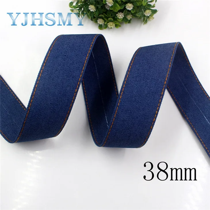 I-19218-375 YJHSMY I-19218-373, 5 ярдов 3/" 1" 1-1/" двусторонний джемпер из джинсовой ткани, лента, аксессуары и украшения - Цвет: I-19218-375