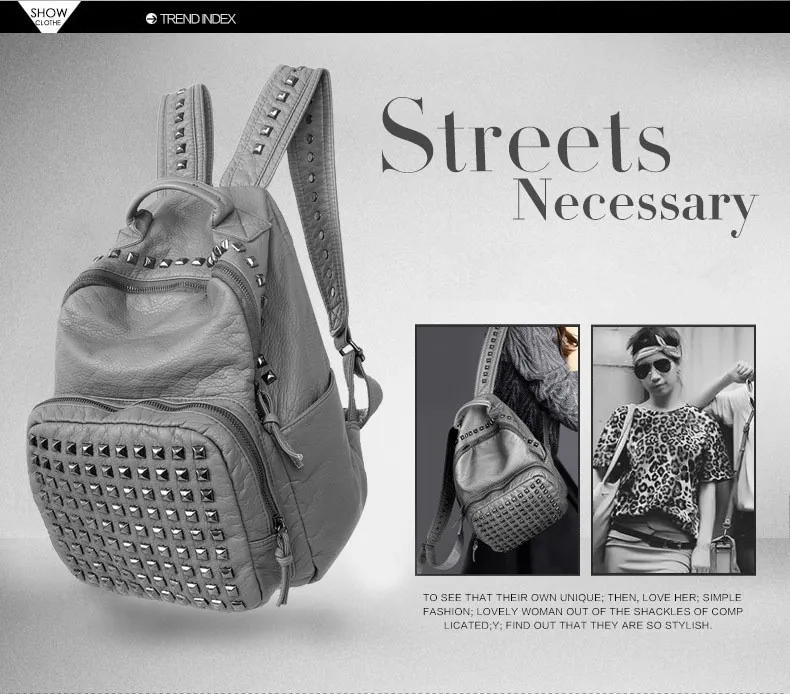 Горячая Распродажа рюкзак с заклепками женская сумка Mochila рюкзак для девочек Большой Вместительный рюкзак Bolsa европейский и американский