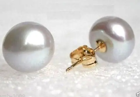 

11-10mm Natural Silver Gray Akoya Freshwater Pearl GP Earrings