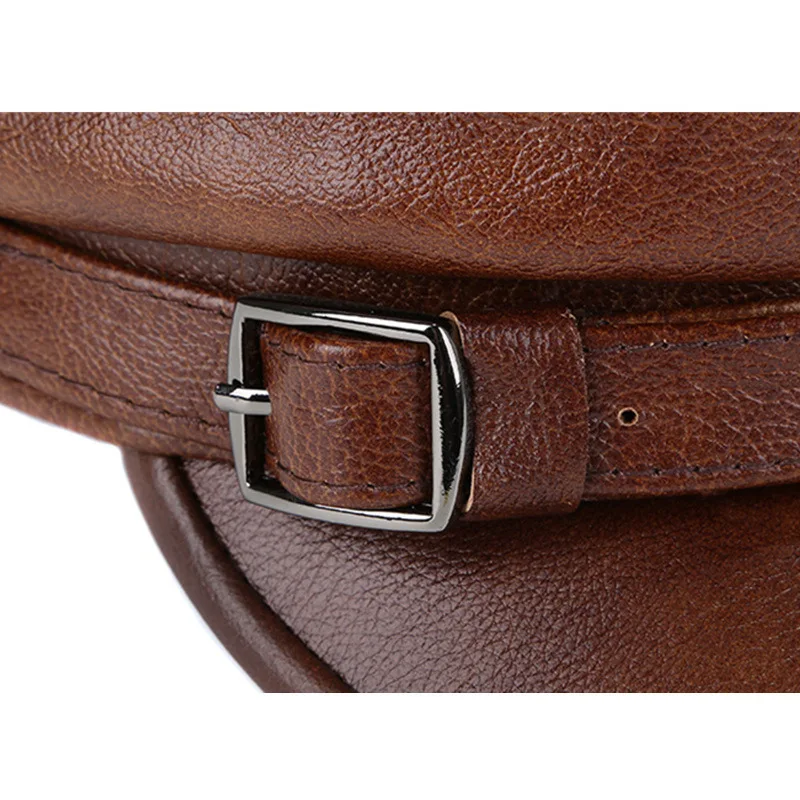 Лидер продаж новинка Кожаная шапка Осень зима мужская и женская кожаная кепка