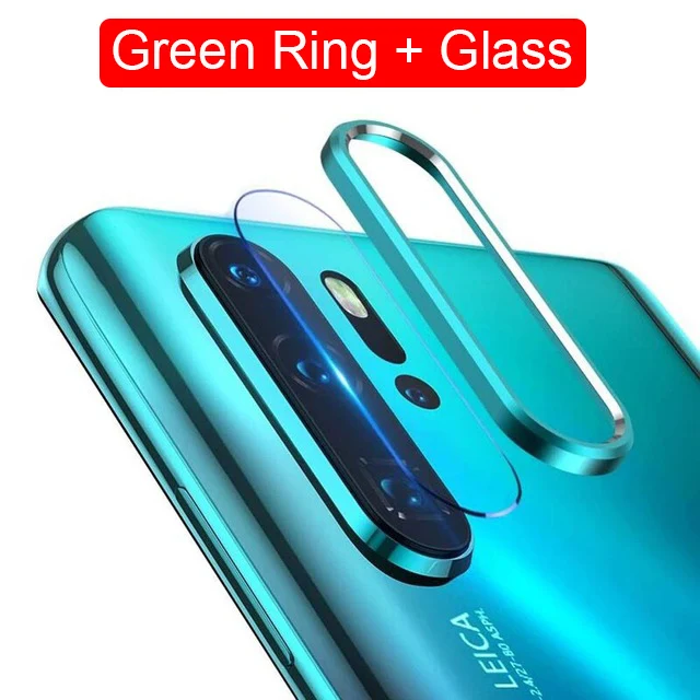 Green ring glass Защитная кольцевая пленка для объектива камеры для huawei P30 Pro, защитная металлическая защитная крышка для объектива для huawei P30 Pro, стеклянный чехол - Цвет: Green ring glass